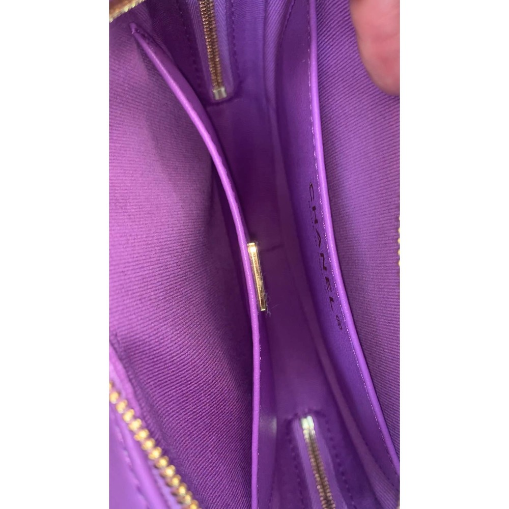 Chanel Purple Heart Bag large 22S CC Lambskin Leather Crossbody Authentic NEW - Picture 5 of 15